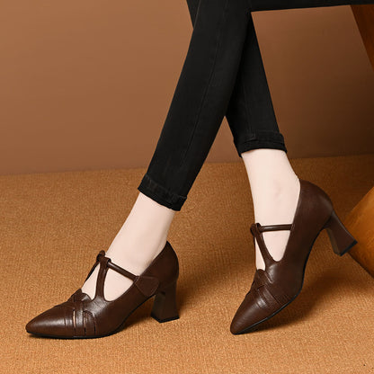 Zapatos trenzados de tacón en bloque para mujer