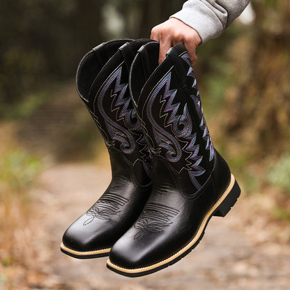 Botas vaqueras vintage de caña alta bordadas