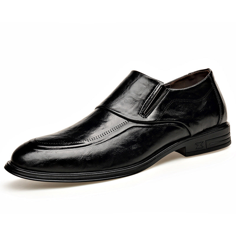 Zapatos de cuero para hombre de punta afilada y suela blanda