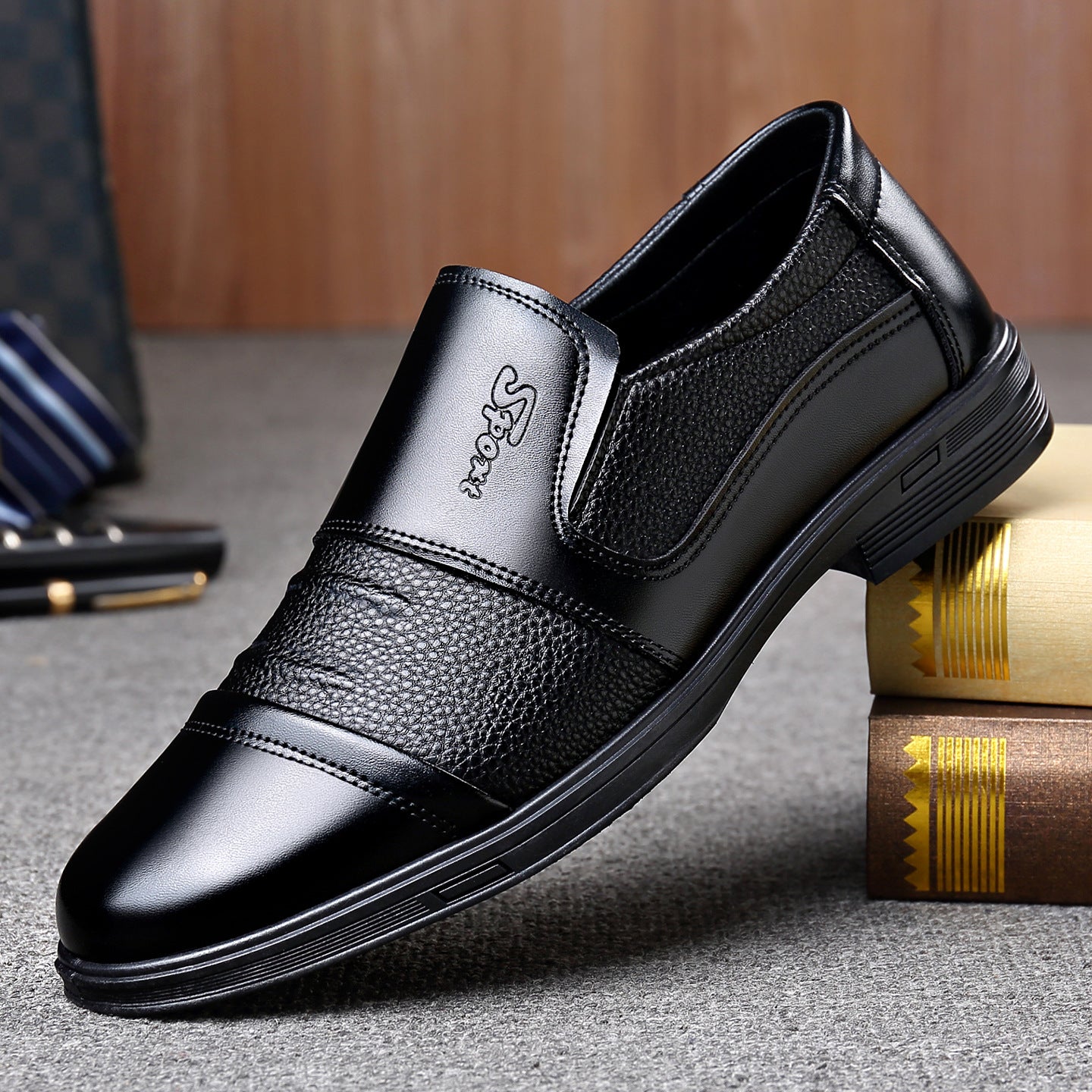 Zapatos de vestir de cuero para hombre, de suela y empeine suaves