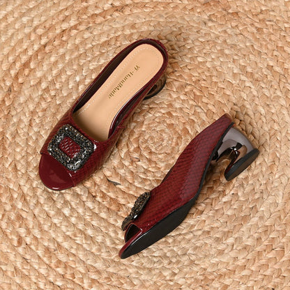 Sandalias de tacón grueso estilo francés para mujer