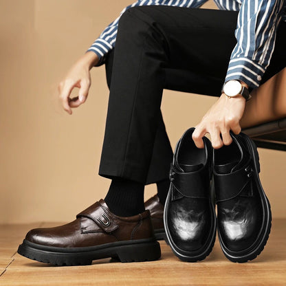 🐂Cuero🐂Zapatos Derby transpirables de suela gruesa