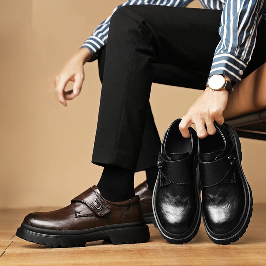 🐂Cuero🐂Zapatos Derby transpirables de suela gruesa