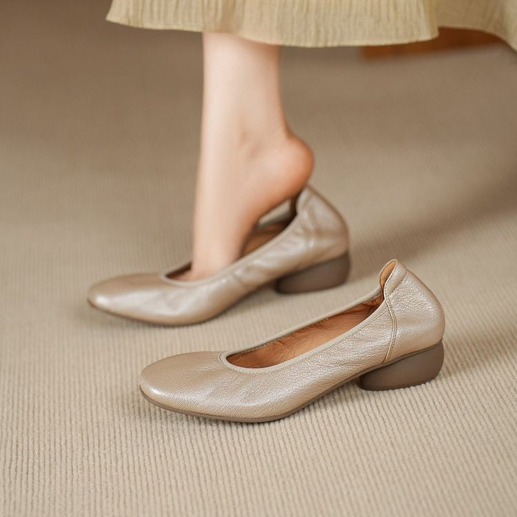 Zapatos de mujer de corte bajo y piel suave, estilo francés