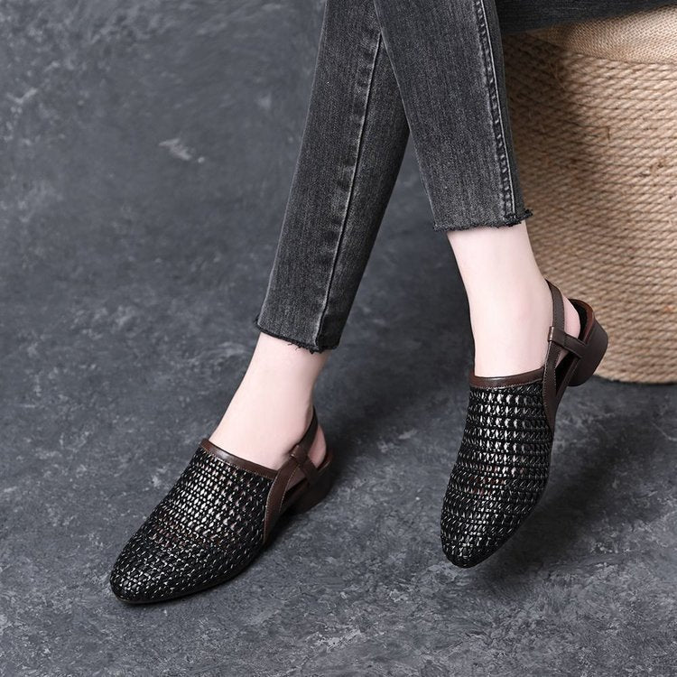 Sandalias trenzadas con aberturas para mujer