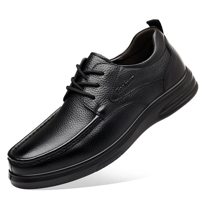 Zapatos de cuero para hombre, con cordones, de suela suave y duradera