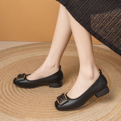 Zapatos de cuero sin cordones para mujer