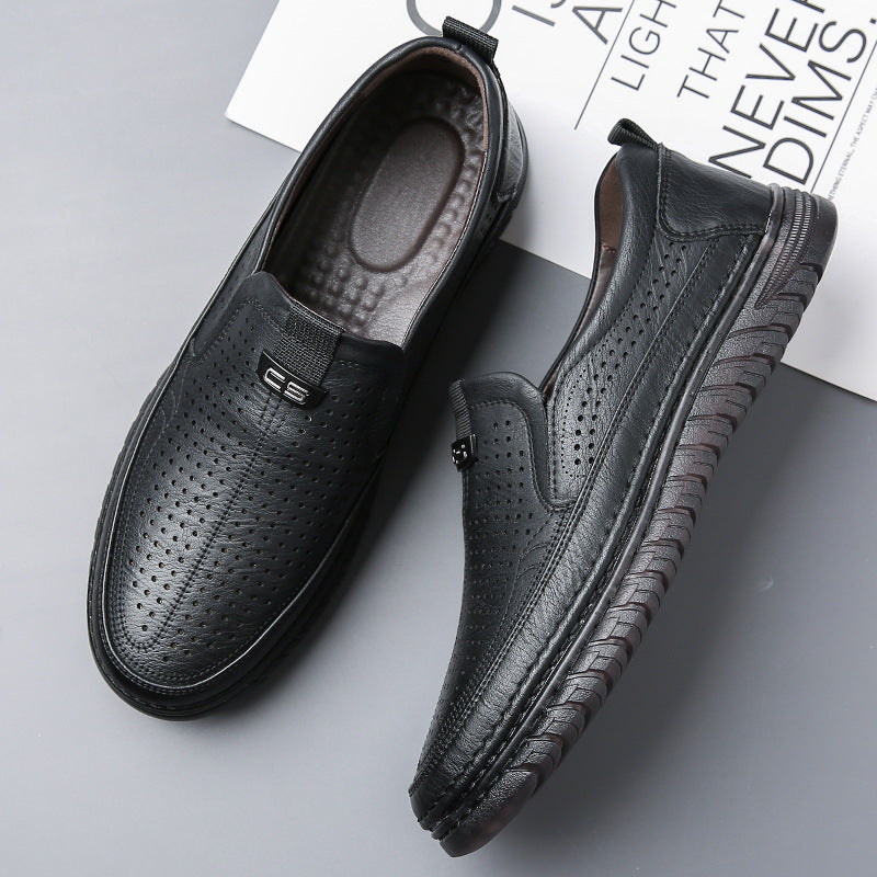 Sandalias casuales de cuero auténtico para hombre con suela blanda