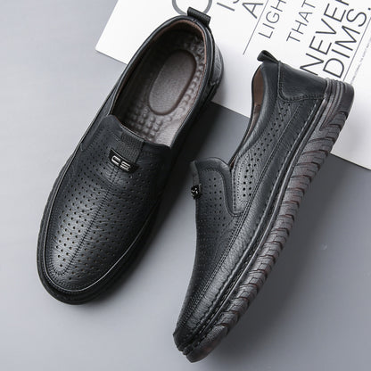 Sandalias casuales de cuero auténtico para hombre con suela blanda