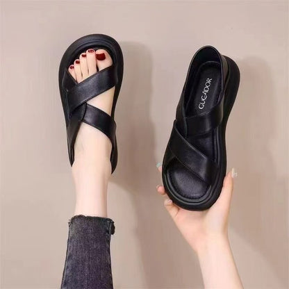 Sandalias de cuero suave para mujer