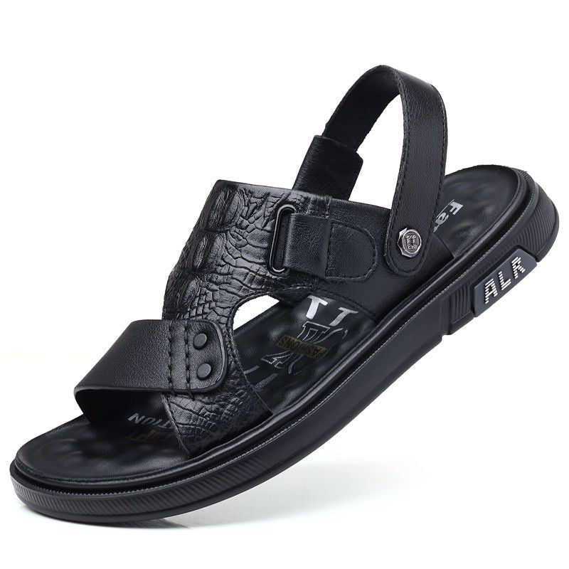 Sandalias de piel de vaca de flor para hombre