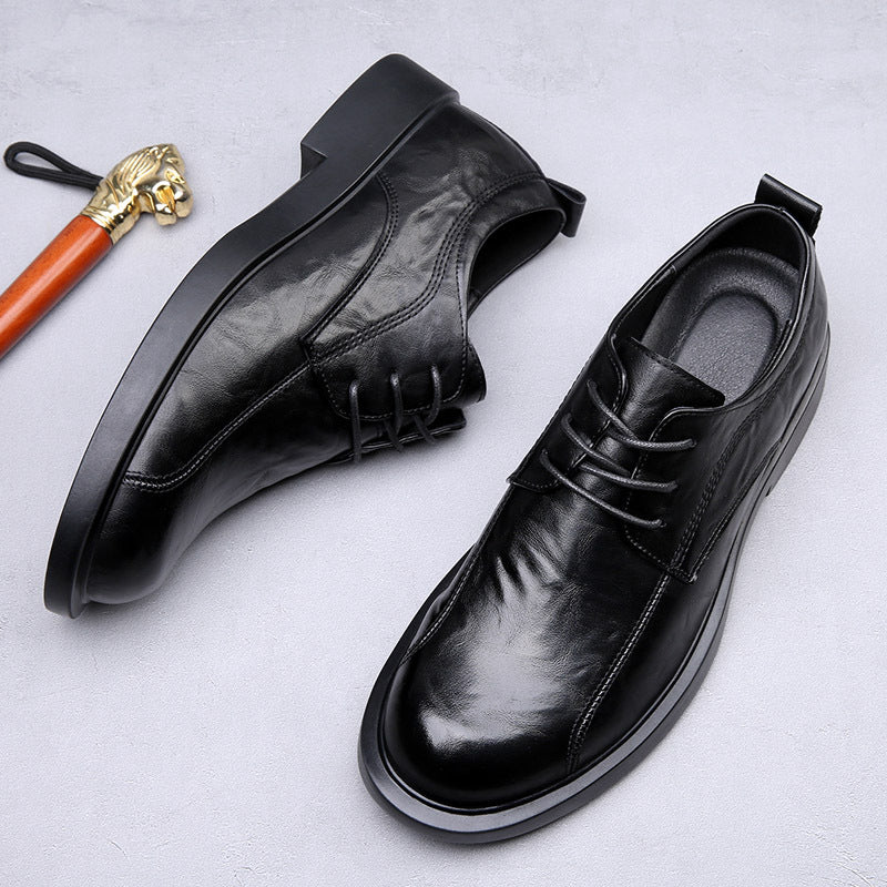 Zapatos de cuero auténtico para hombre (estilo de punta redonda)