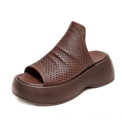 Sandalias de plataforma caladas con abertura en la puntera para mujer