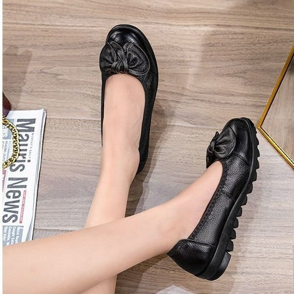 Zapatos de cuero para mujer con lazos