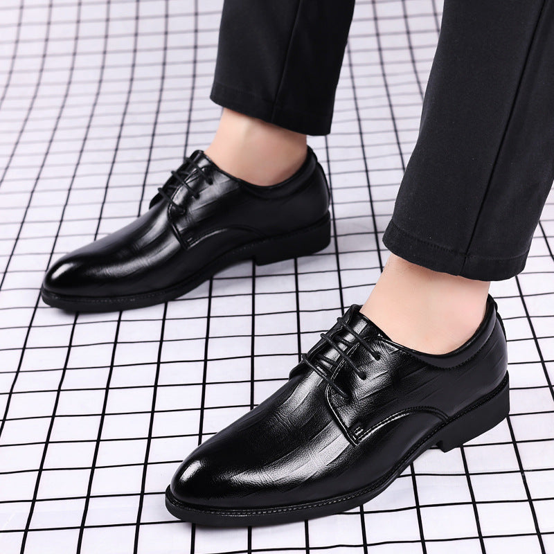 Zapatos de cuero para hombre de estilo británico, de negocios y con punta afilada