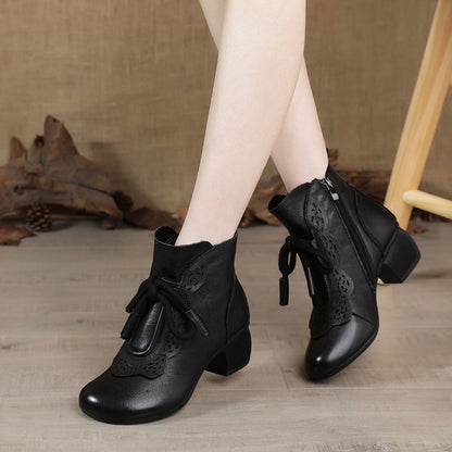 Botines de piel auténtica suave y estilo vintage
