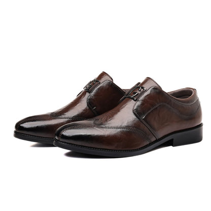 Zapatos de cuero para hombre con punta afilada y bordados