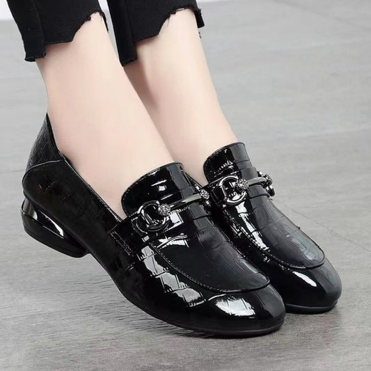 🐂Cuero🐂Zapatos de mujer de piel auténtica con efecto espejo a cuadros