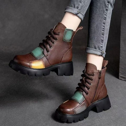 Botas Martin de piel auténtica bicolor
