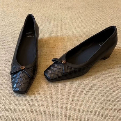 Zapatos de mujer de cuero trenzado estilo vintage