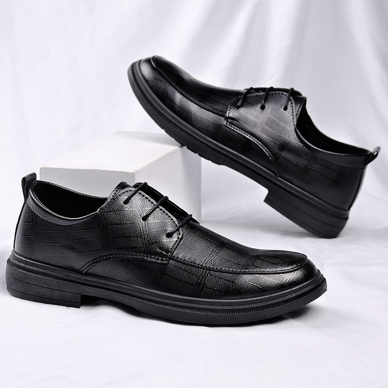 Zapatos de cuero con cordones para hombre que aumentan la estatura