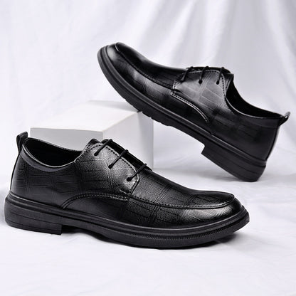Zapatos de cuero con cordones para hombre que aumentan la estatura