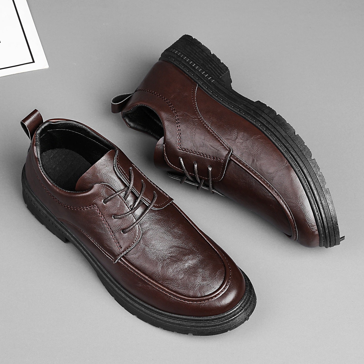 Zapatos de cuero para hombre con suela suave y gruesa