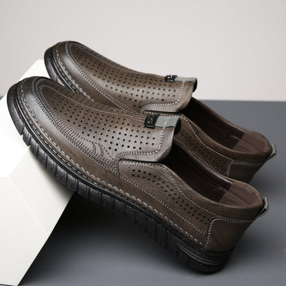 Sandalias casuales de cuero auténtico para hombre con suela blanda