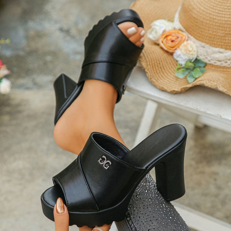 Sandalias tipo pala con plataforma y Double G para mujer