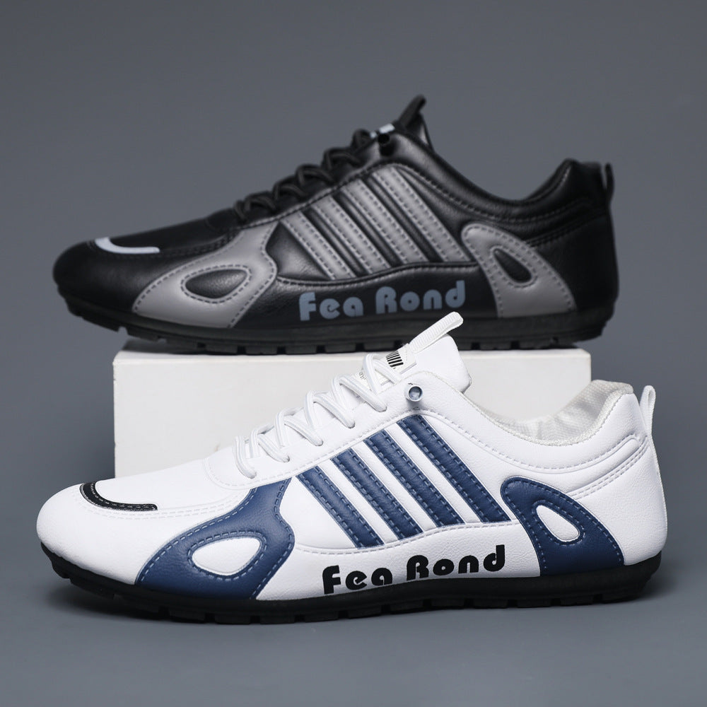 Zapatos de cuero para hombre con rayas verticales y suela blanda