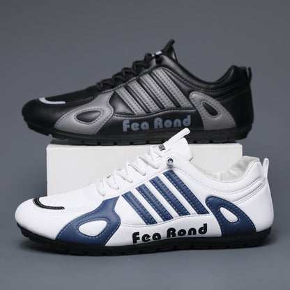 Zapatos de cuero para hombre con rayas verticales y suela blanda