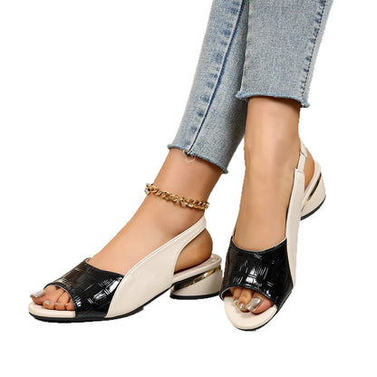 Sandalias de mujer de piel suave con bloques de color