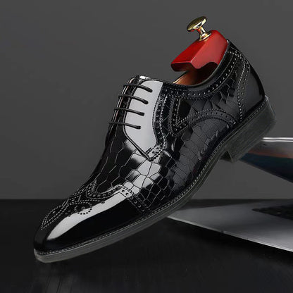 🐂Cuero🐂Zapatos Oxford brogue con textura de cocodrilo