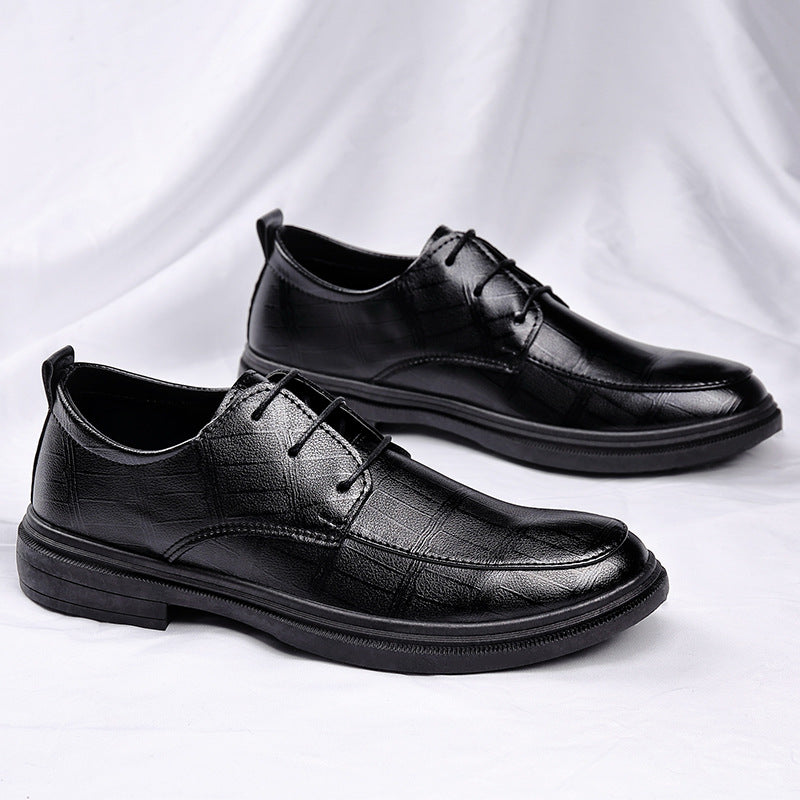 Zapatos de cuero con cordones para hombre que aumentan la estatura