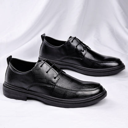 Zapatos de cuero con cordones para hombre que aumentan la estatura
