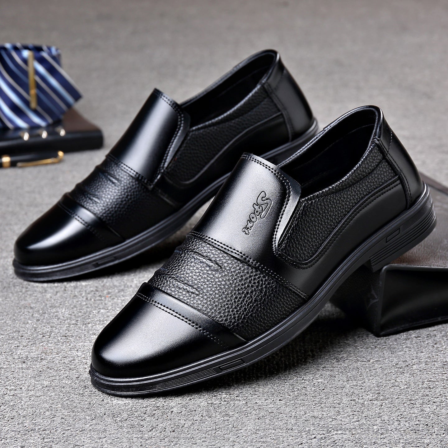 Zapatos de vestir de cuero para hombre, de suela y empeine suaves
