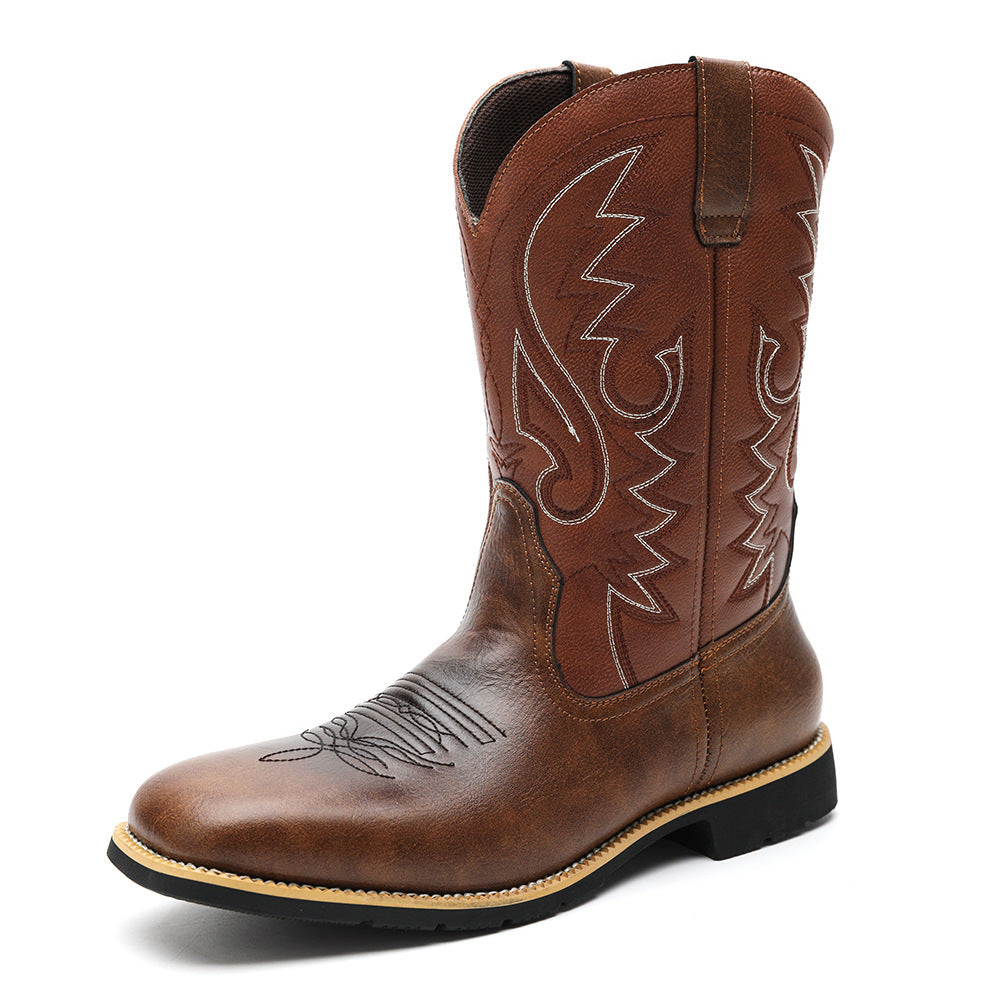 Botas vaqueras vintage de caña alta bordadas