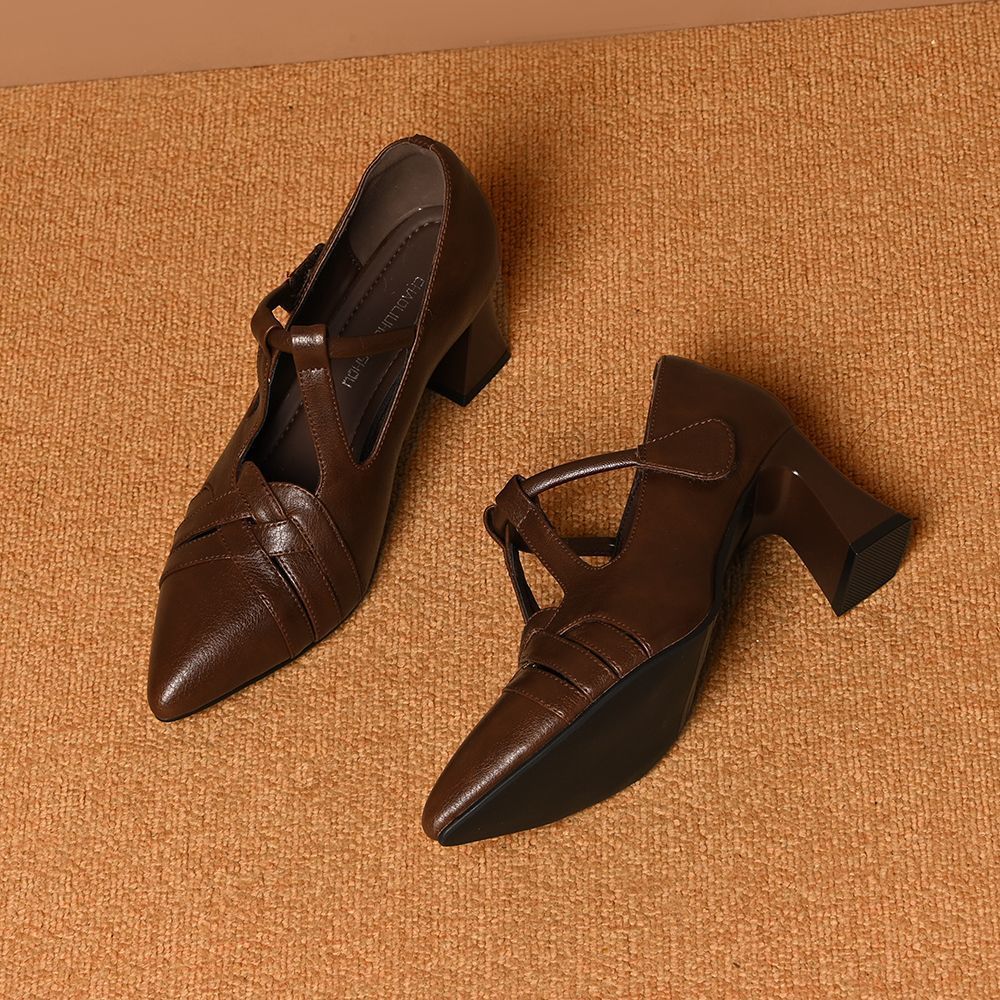 Zapatos trenzados de tacón en bloque para mujer