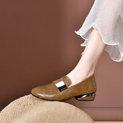 Zapatos de salón para mujer de punta redonda y tacón de bloque