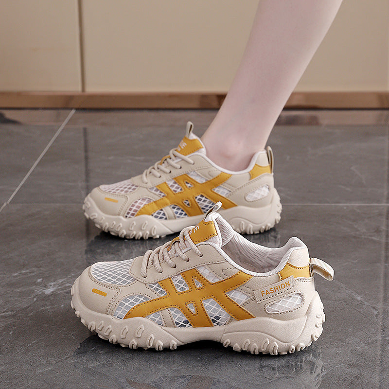 Zapatillas casuales de plataforma con malla transpirable para mujer