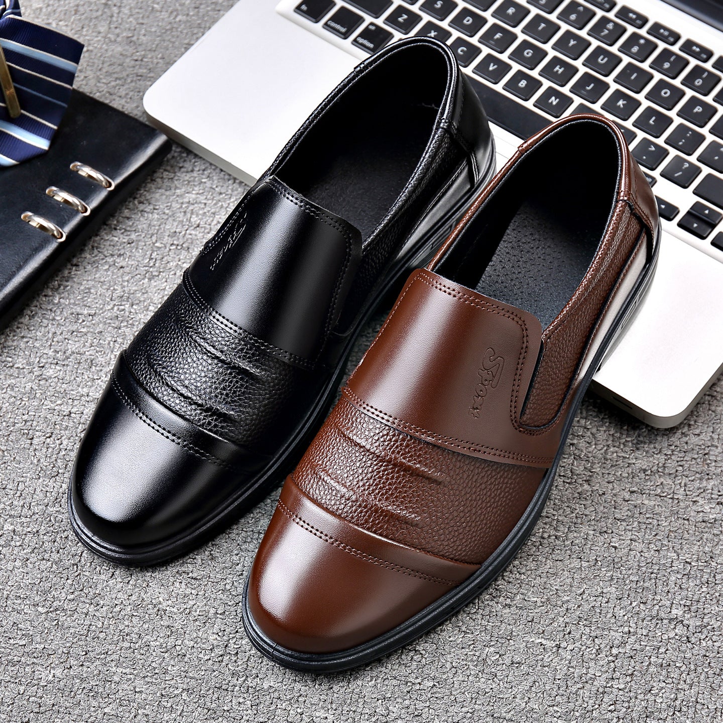 Zapatos de vestir de cuero para hombre, de suela y empeine suaves