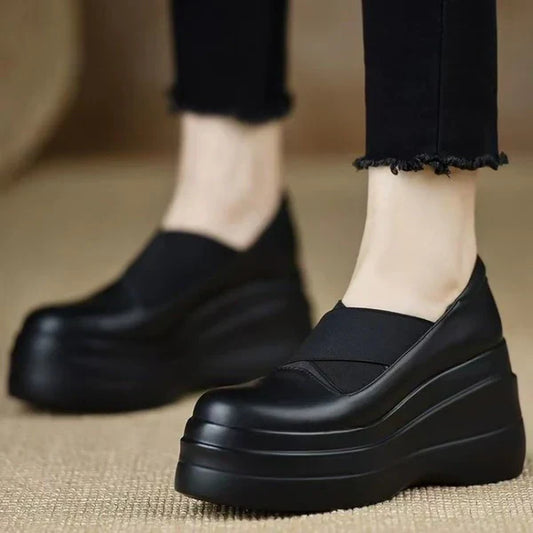 Zapatos de plataforma retro de piel suave