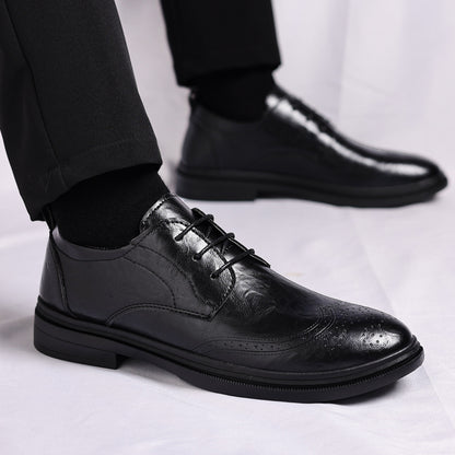 Zapatos casuales de cuero perforado estilo británico para hombre