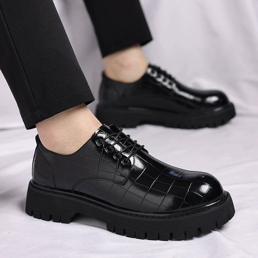 Zapatos de vestir para hombre con suela gruesa para aumentar la estatura