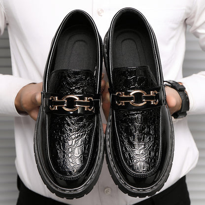 🐂Cuero🐂Mocasines de piel de cocodrilo con textura metálica
