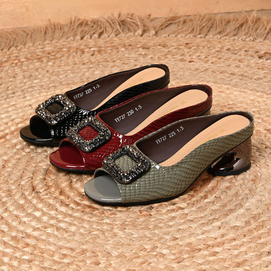 Sandalias de tacón grueso estilo francés para mujer