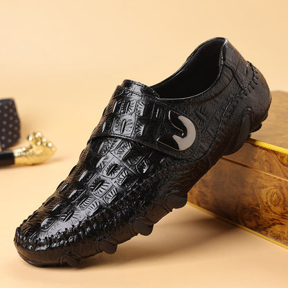 Zapatos para hombre de piel de vacuno auténtica con textura de cocodrilo