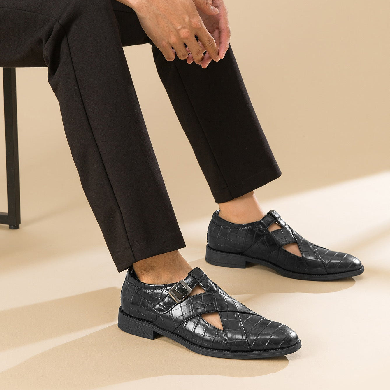 🐂Cuero🐂Zapatos de cuero con huecos cruzados