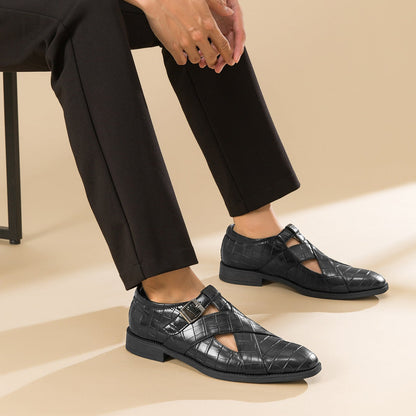 🐂Cuero🐂Zapatos de cuero con huecos cruzados
