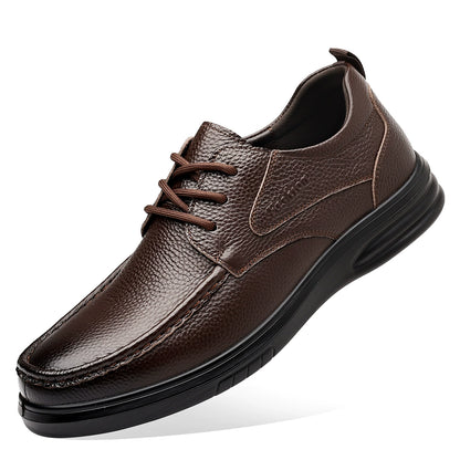 Zapatos de cuero para hombre, con cordones, de suela suave y duradera